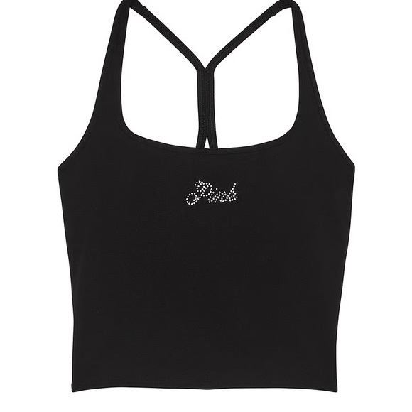 PINK Black Bling Tank Top - Picture 1 of 1